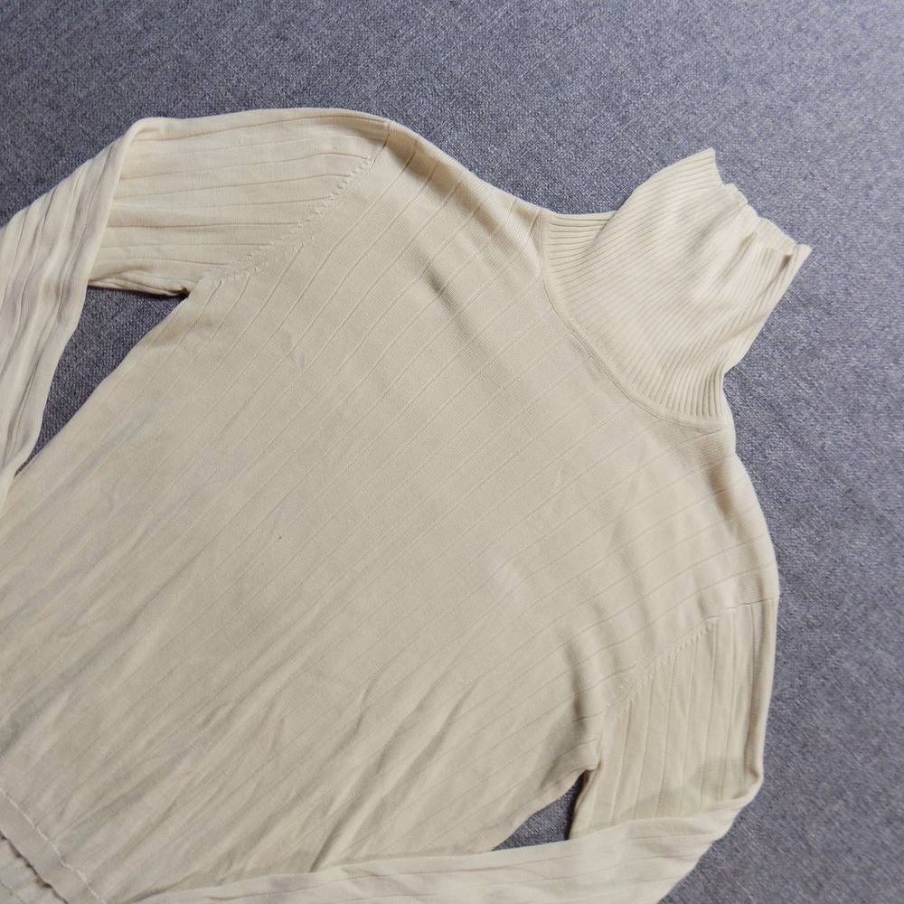 Brooks Brothers Turtleneck Sweater Womens M Cream 100% Silk Ribbed Knit 1741